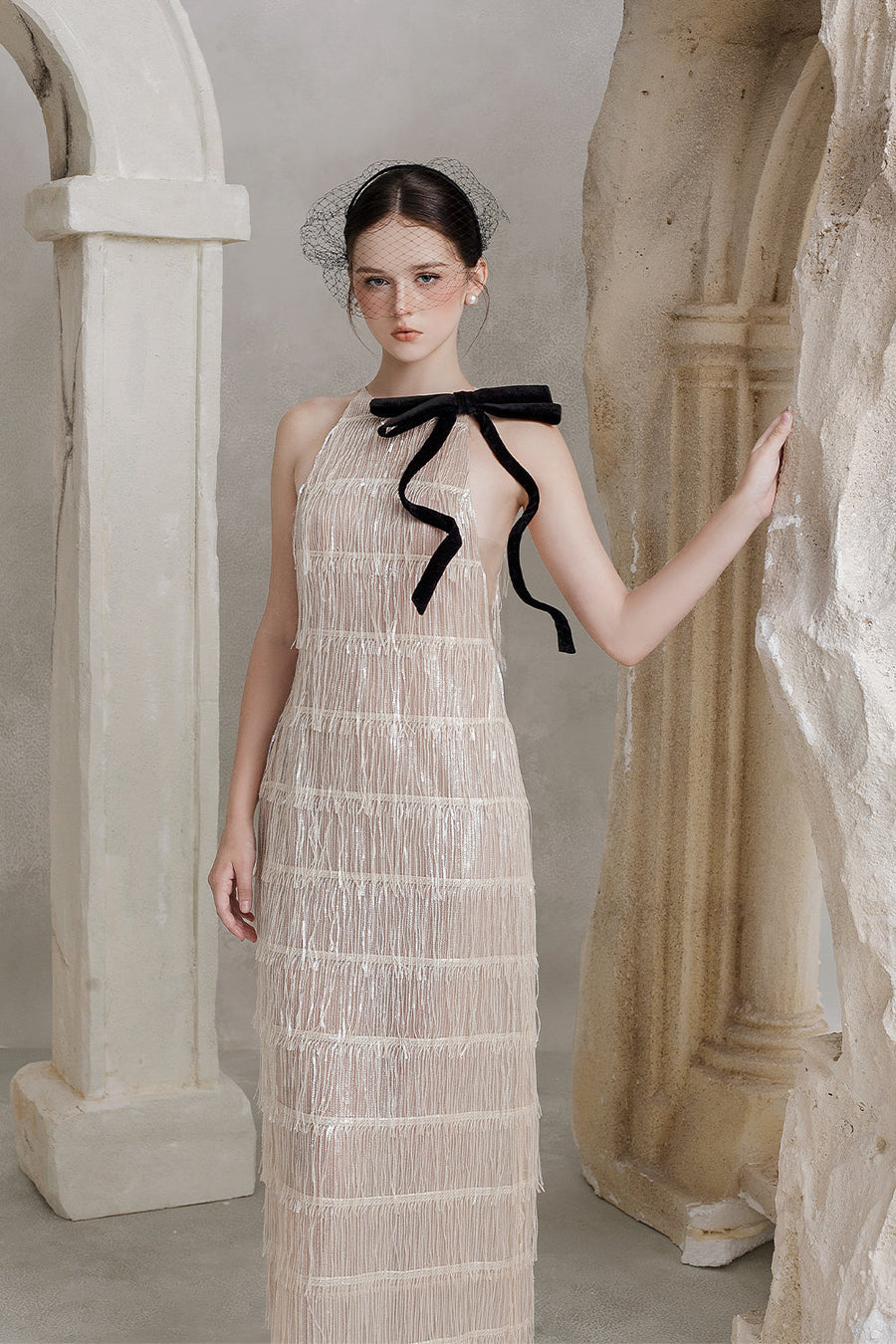Selina Halter Fringe Maxi Dress 4