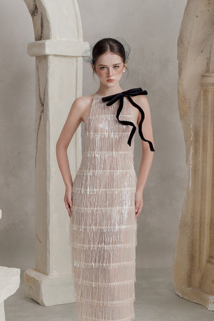 Selina Halter Fringe Maxi Dress 5