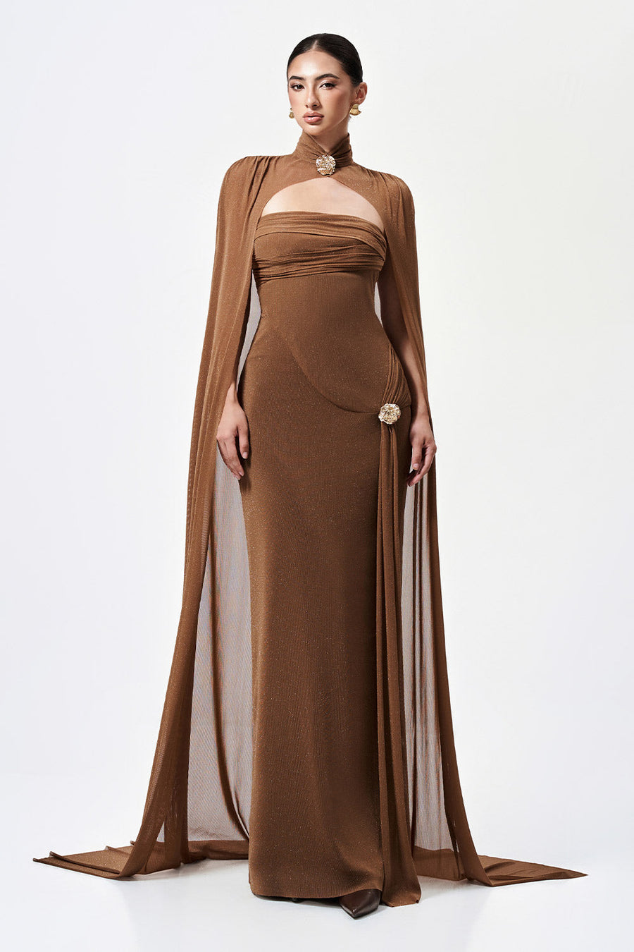 Dunessia Cape High Neck Elastic Cotton Floor Length Cape 5