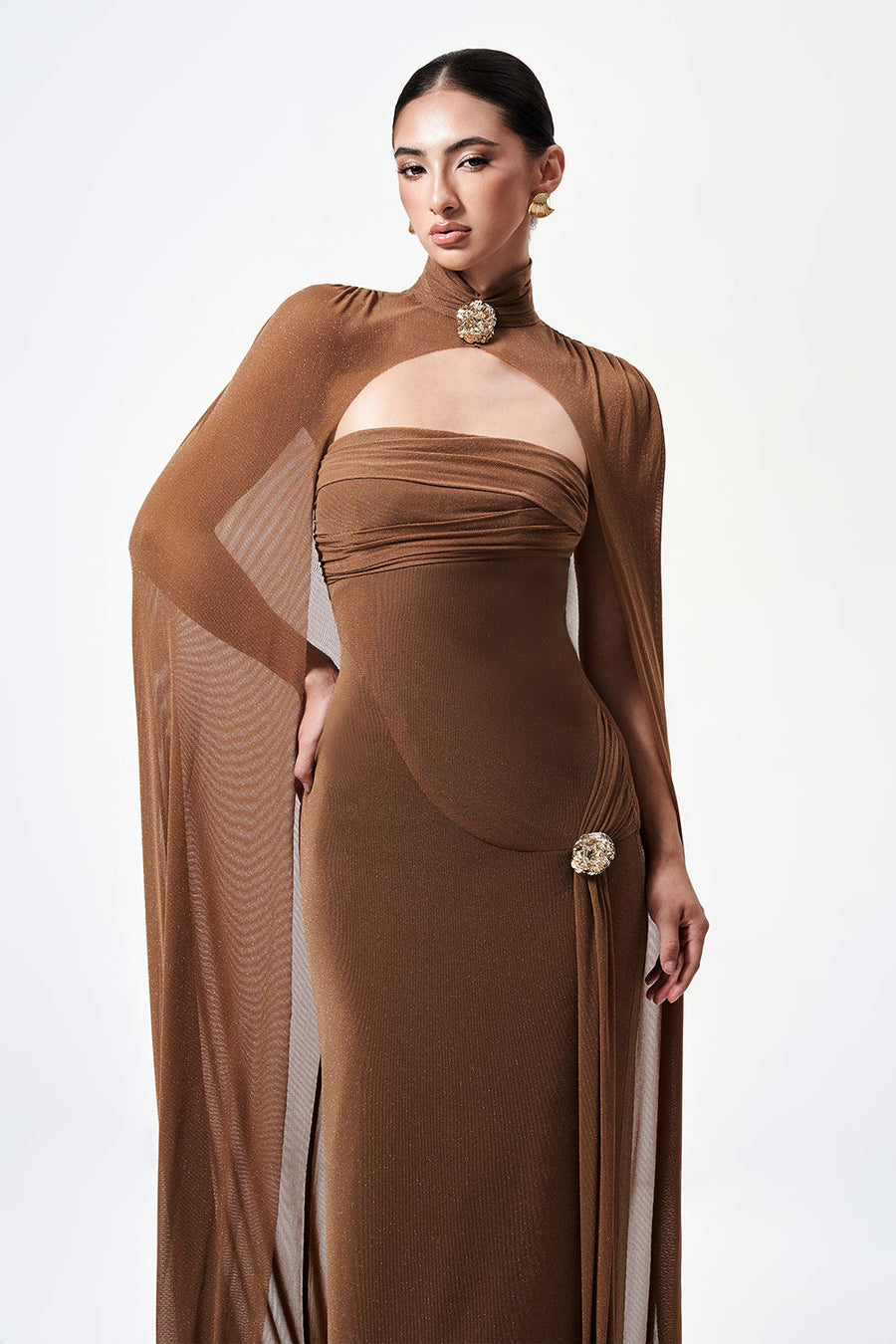 Dunessia Cape High Neck Elastic Cotton Floor Length Cape 2
