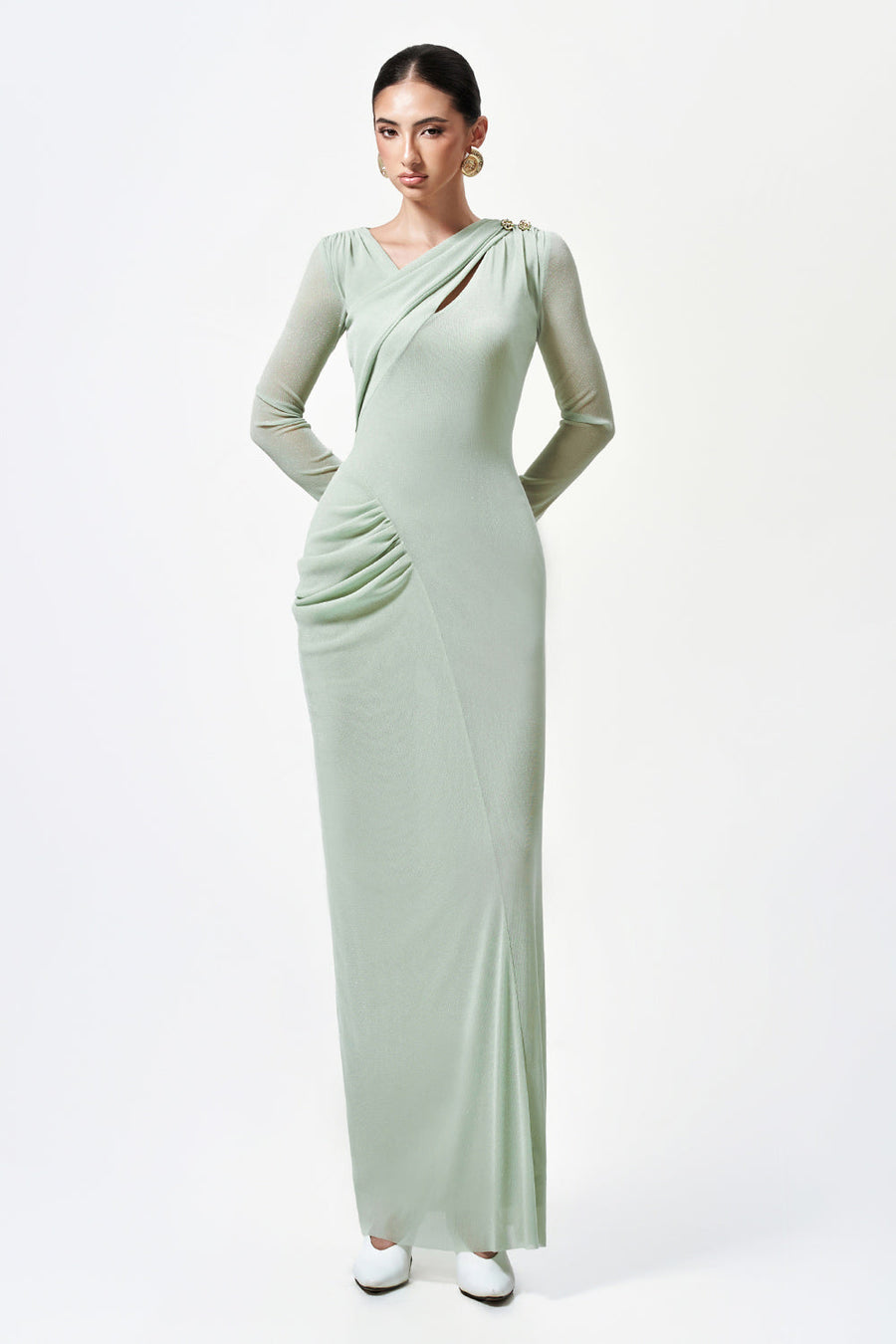 Verlarune Sheath Asymmetric Neck Elastic Cotton Maxi Dress 4