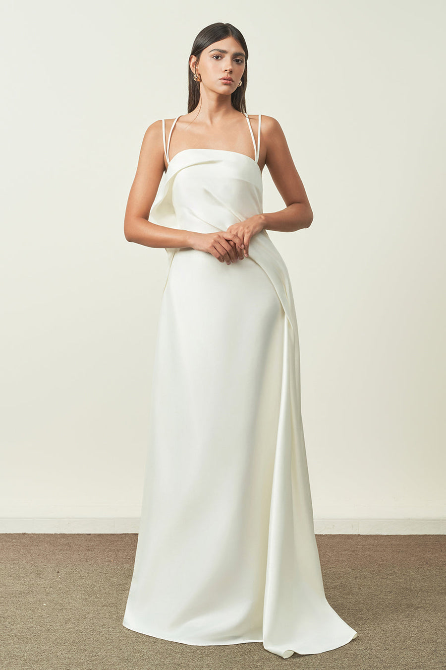 Bich Tuyen A-line Spaghetti Strap Silk Organza Floor Length Dress 7