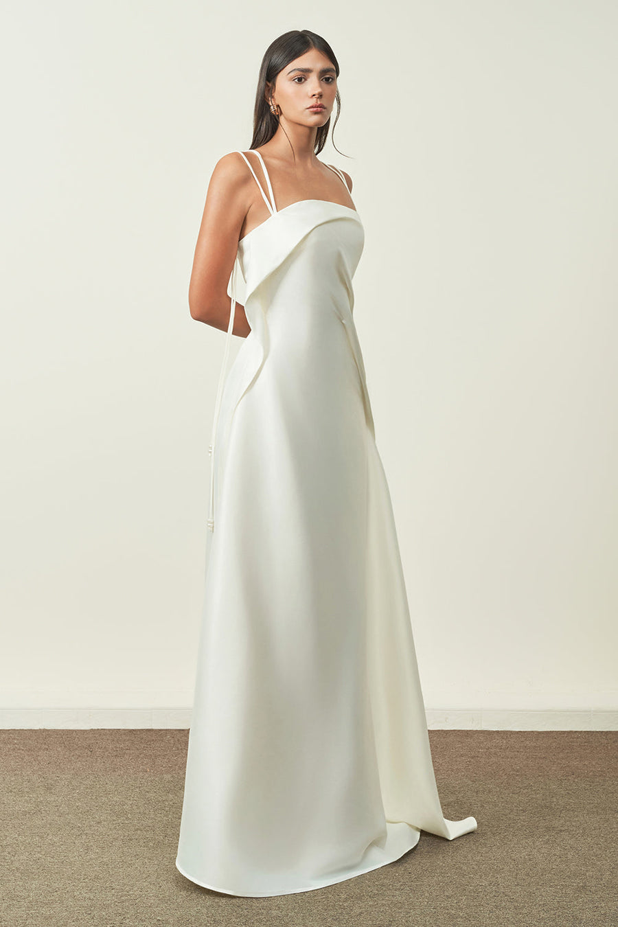 Bich Tuyen A-line Spaghetti Strap Silk Organza Floor Length Dress 9