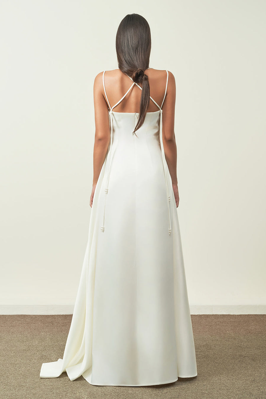 Bich Tuyen A-line Spaghetti Strap Silk Organza Floor Length Dress 8