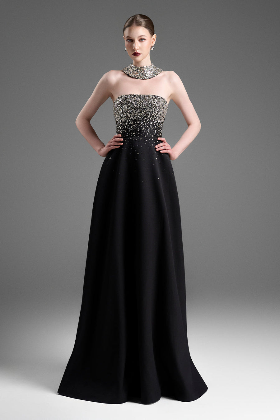Sigrid Choker Neck Bead Maxi Dress 1