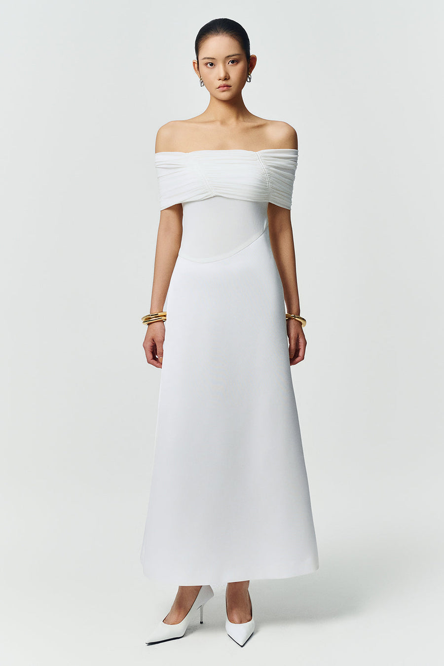 Silvera Off-Shoulder Gathering Maxi Dress 14