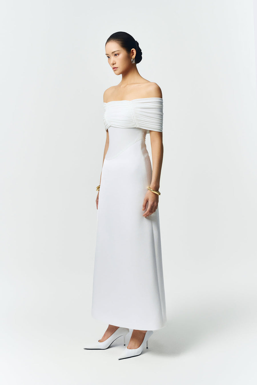 Silvera Off-Shoulder Gathering Maxi Dress 13