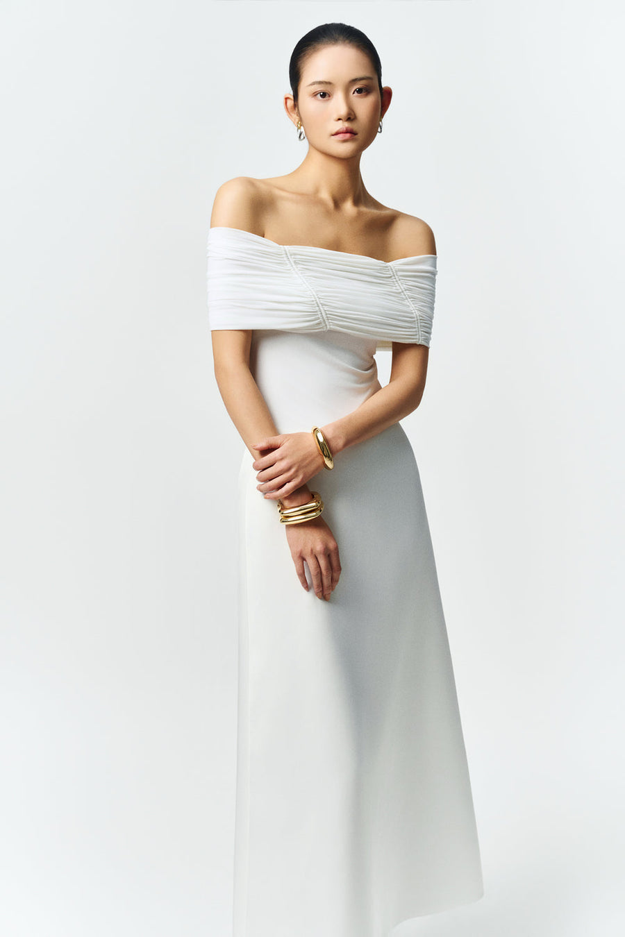 Silvera Off-Shoulder Gathering Maxi Dress 12
