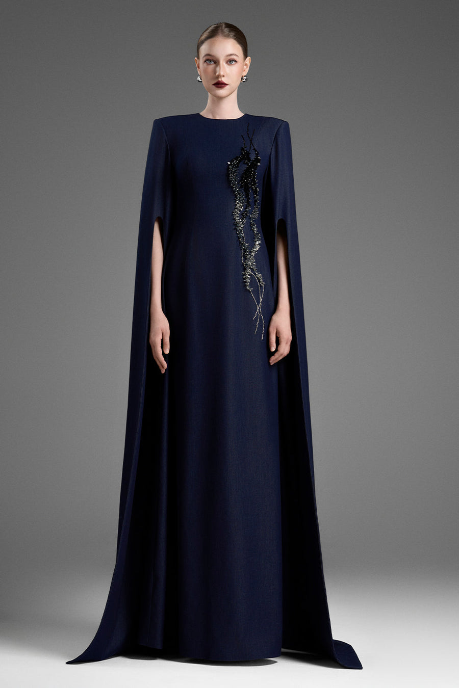 Sofia Cape Sleeve Bead Maxi Dress 1