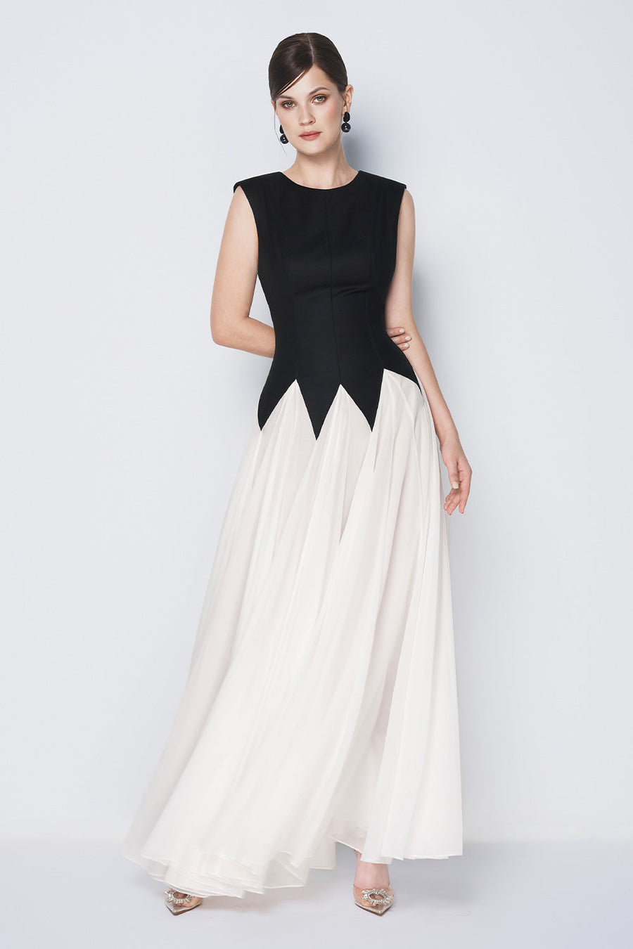 Starlight Tide A-line Pleated Khaki Silk Floor Length Dress Maxi Dress CHYMEOCHY