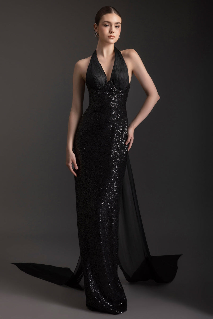 Starlight Halter Neck Sequin Maxi Dress 5