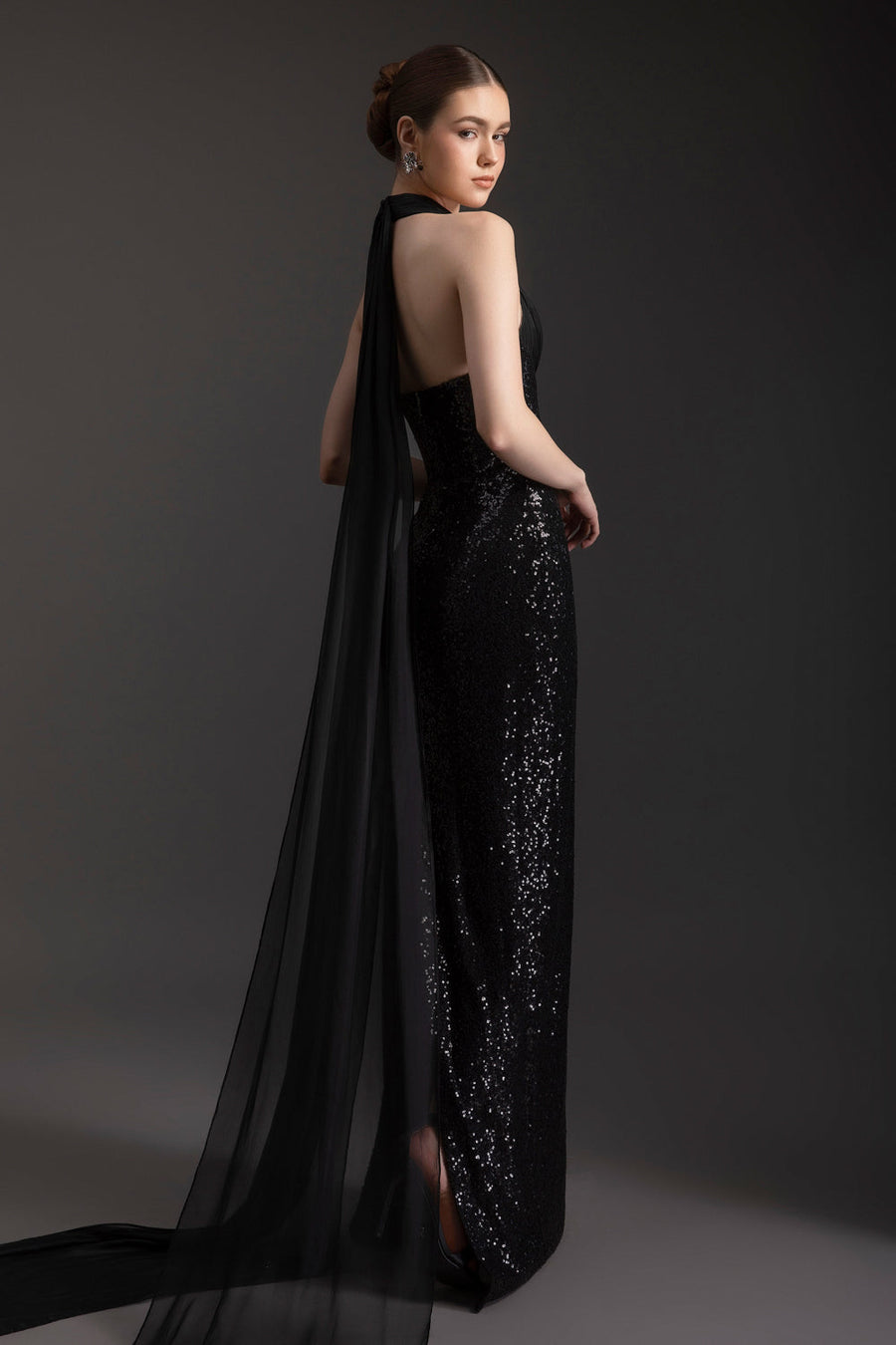 Starlight Halter Neck Sequin Maxi Dress 3