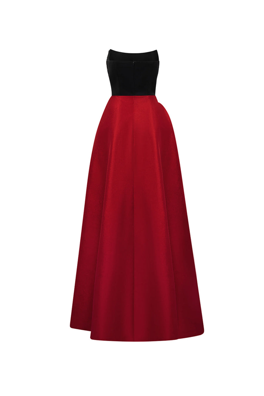 Estelle Asymmetric Curved Neck Taffeta Floor Length Dress 14