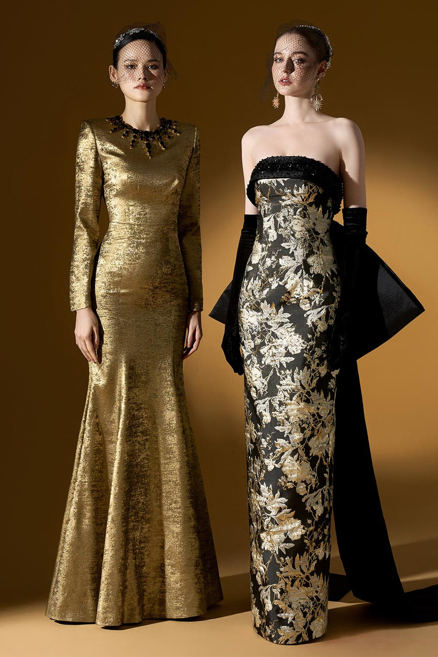 Bellamy Strapless Bow Tie Jacquard Floor Length Dress 7