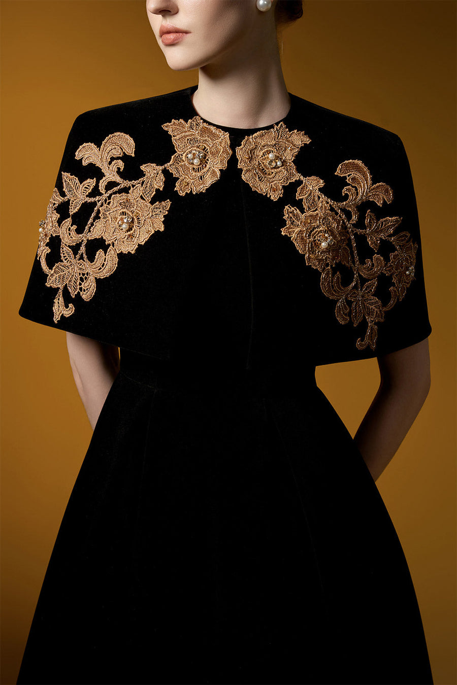Crystal Ball Gown Embroidered Velvet Floor Length Set 2
