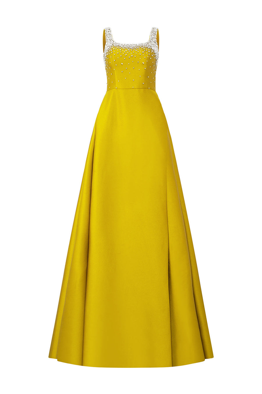 Isaiah Ball Gown Square Neck Crepe Floor Length Dress 23
