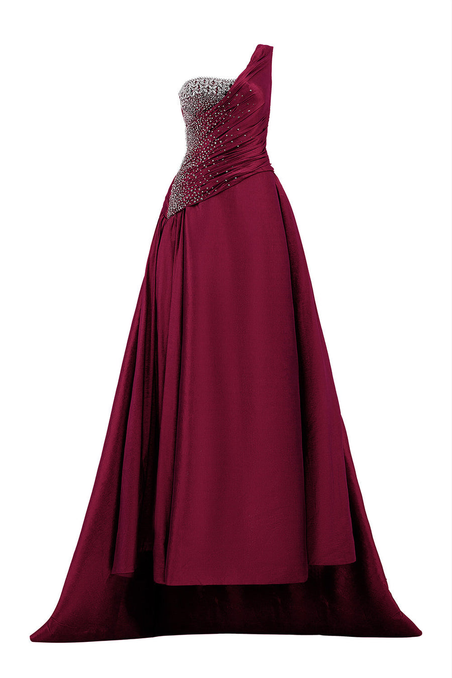 Cuevas Asymmetric One Shoulder Taffeta Floor Length Dress 10