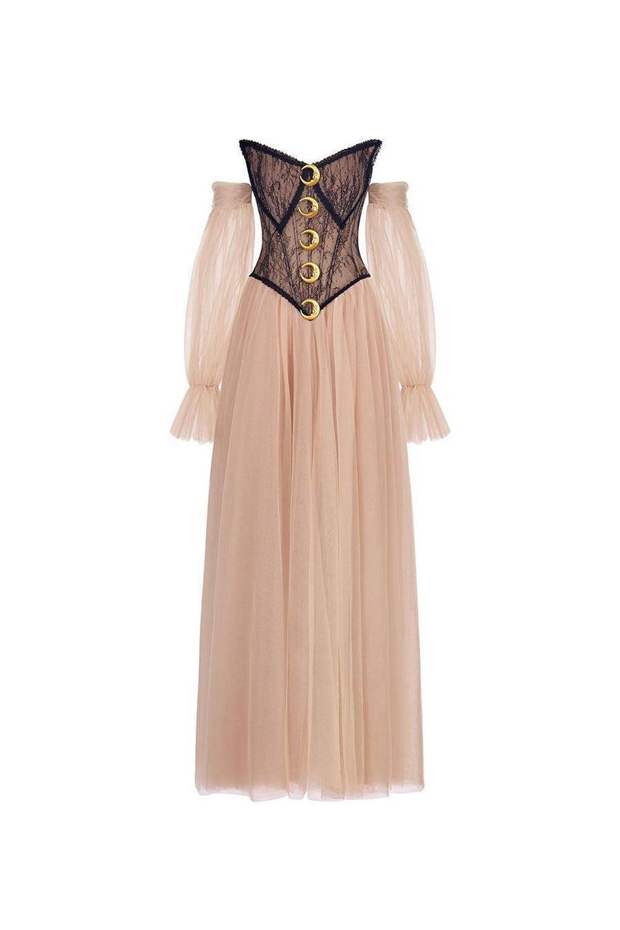 The Moon Ball Gown Corset Waist Mesh Lace Floor Length Dress Gown Dress LINH PHUNG