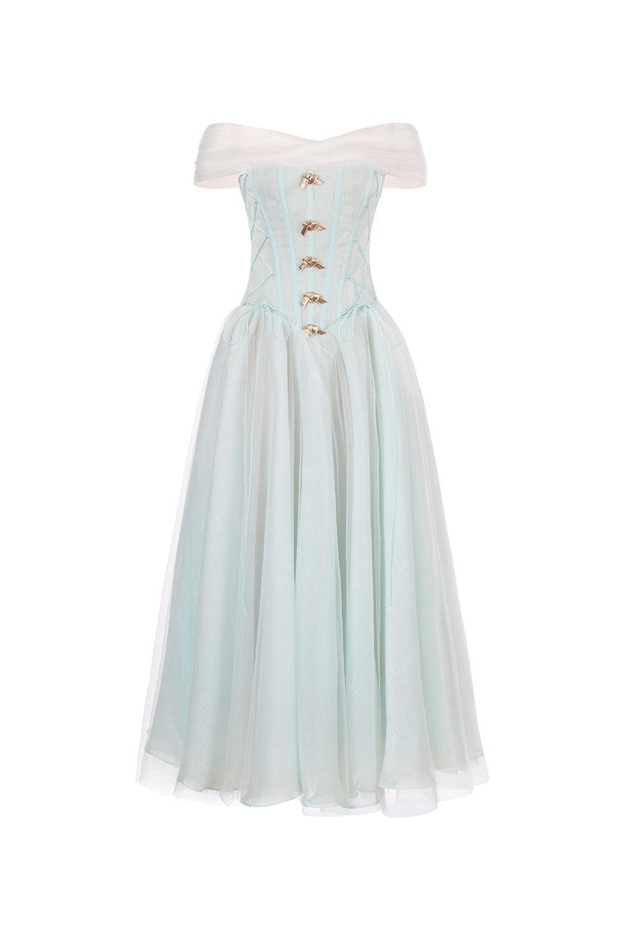 The Ocean Fit and Flare Corset Waist Chiffon Midi Dress Midi Dress LINH PHUNG