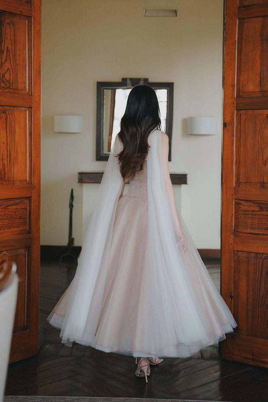 The Ocean Fit and Flare Corset Waist Chiffon Midi Dress Midi Dress LINH PHUNG