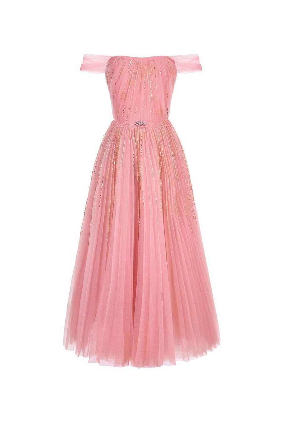 The Star A-line Off-Shoulder Mesh Midi Dress Midi Dress LINH PHUNG