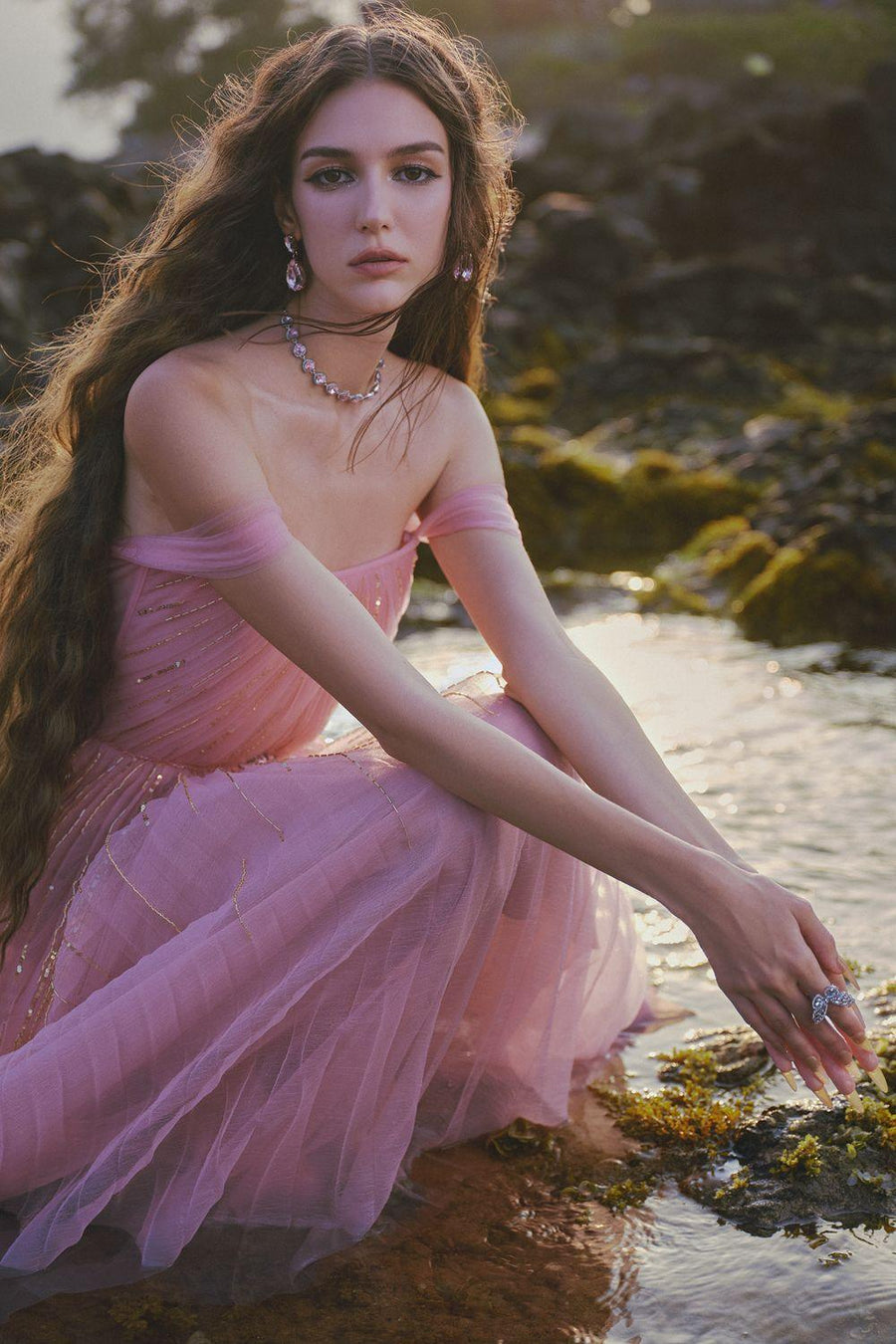 The Star A-line Off-Shoulder Mesh Midi Dress Midi Dress LINH PHUNG