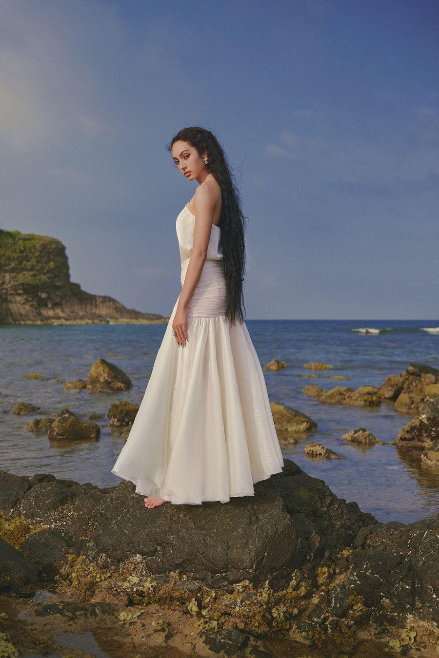 The Sun Halter Sleeveless Chiffon Floor Length Dress Maxi Dress LINH PHUNG