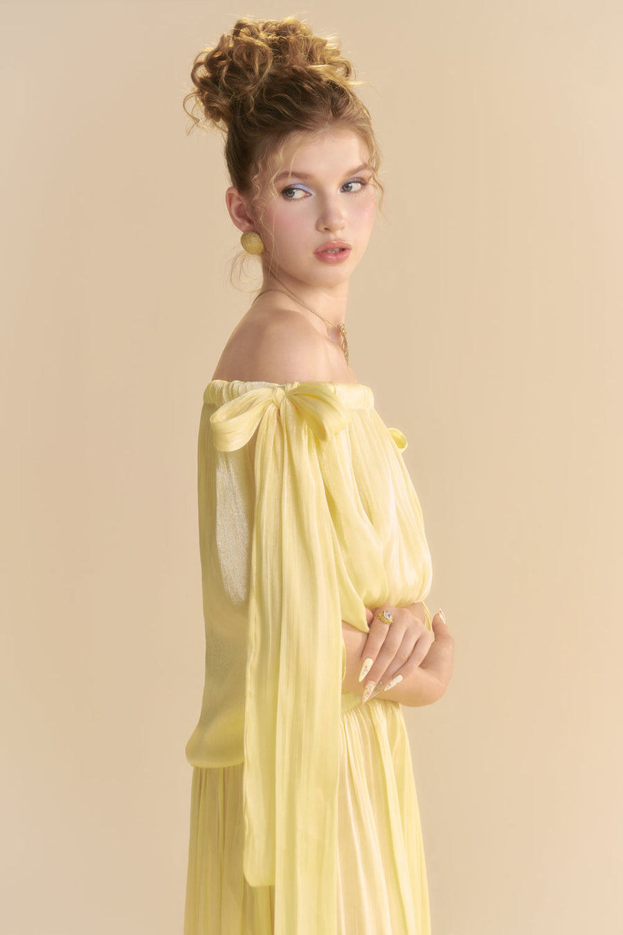 Thealine Blouson Ribbon Maxi Dress 2