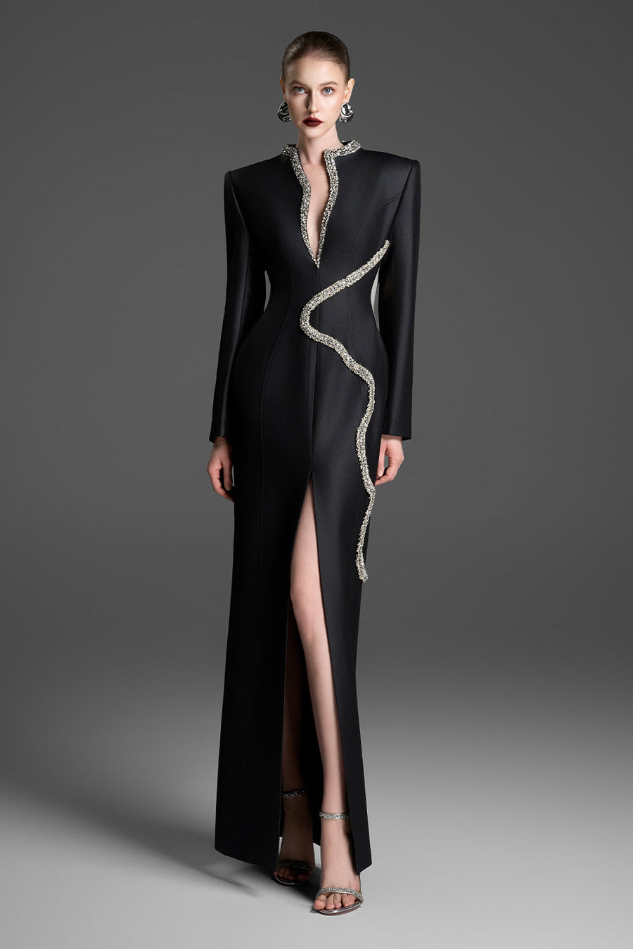 Tove V-Neck Rhinestone Maxi Dress 1