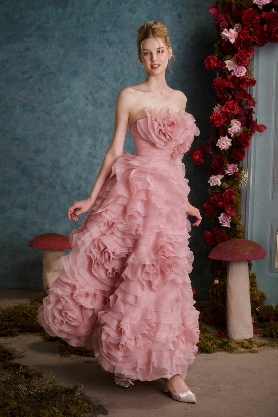 Rosie Ball Gown Ruffle Layer Organza Floor Length Dress 5