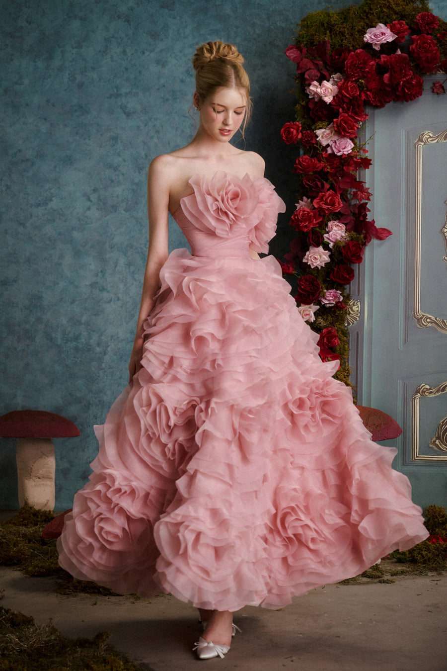 Rosie Ball Gown Ruffle Layer Organza Floor Length Dress 6