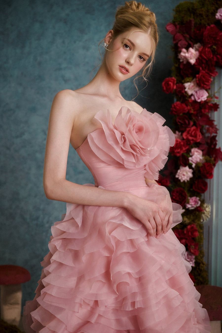 Rosie Ball Gown Ruffle Layer Organza Floor Length Dress 3