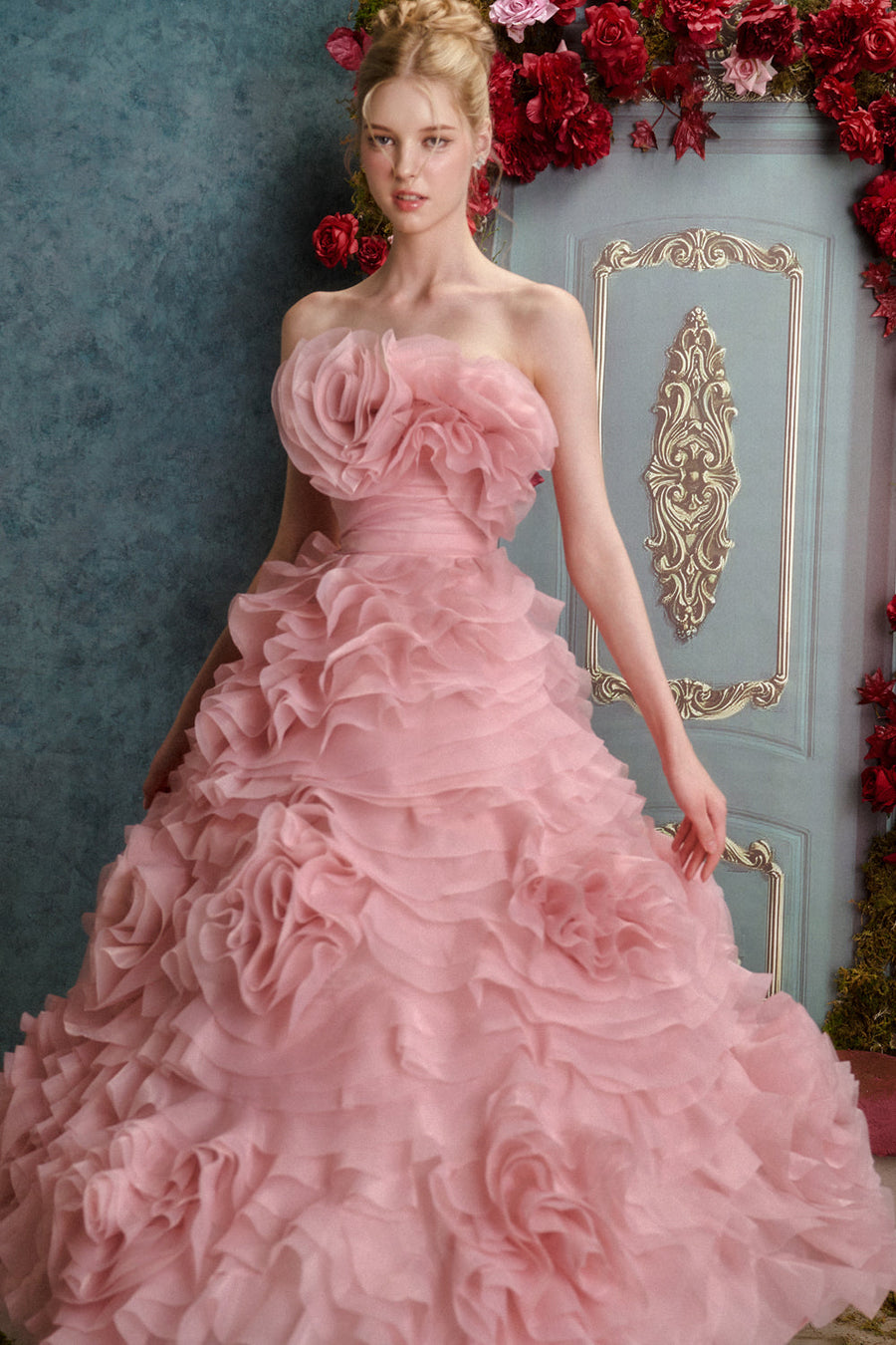 Rosie Ball Gown Ruffle Layer Organza Floor Length Dress 4