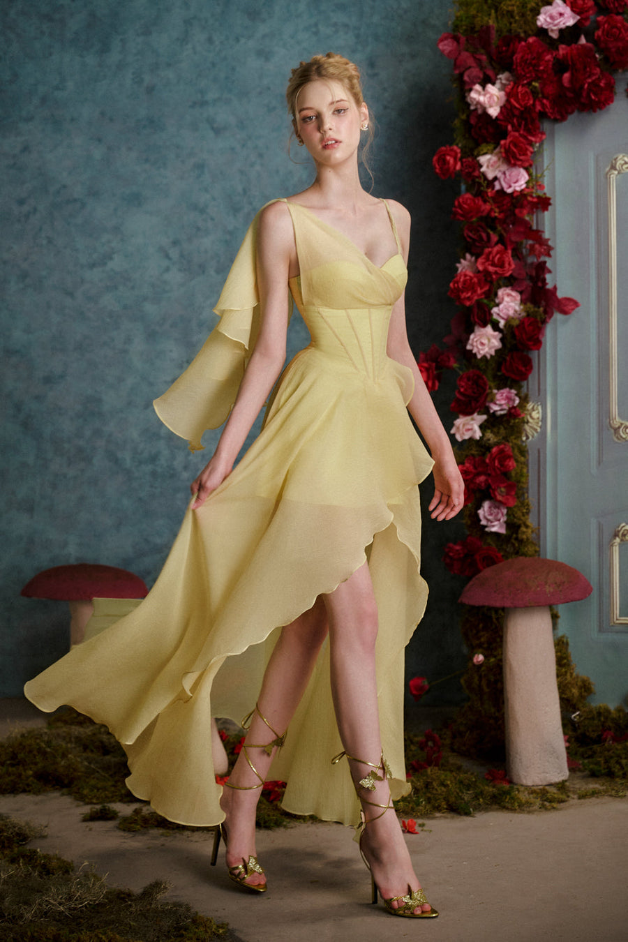 Happiness is a Butterfly Asymmetric Ruffled Organza High-low Dress 4