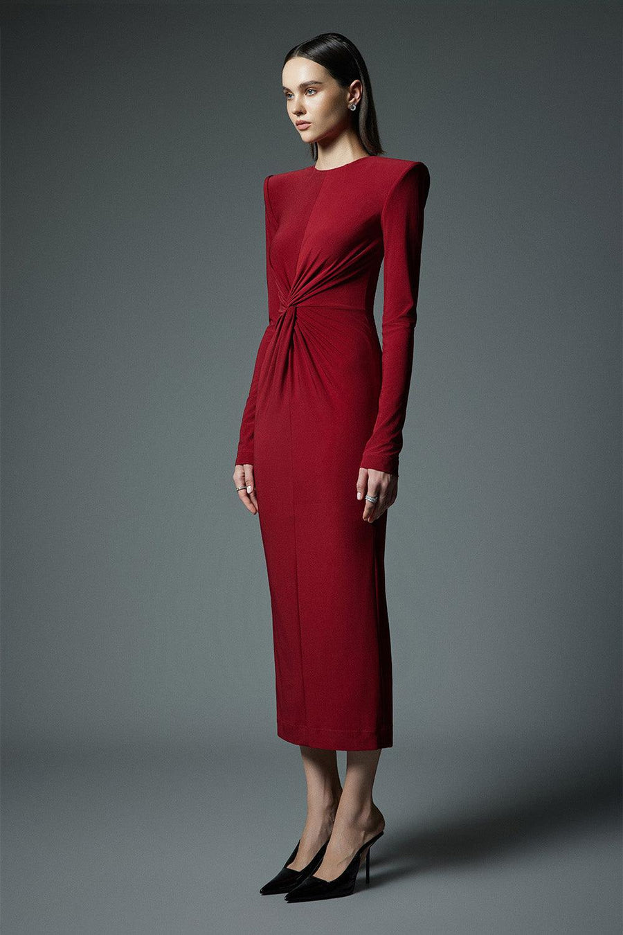 Valencia Sheath Long Sleeved Cotton Spandex Midi Dress 6