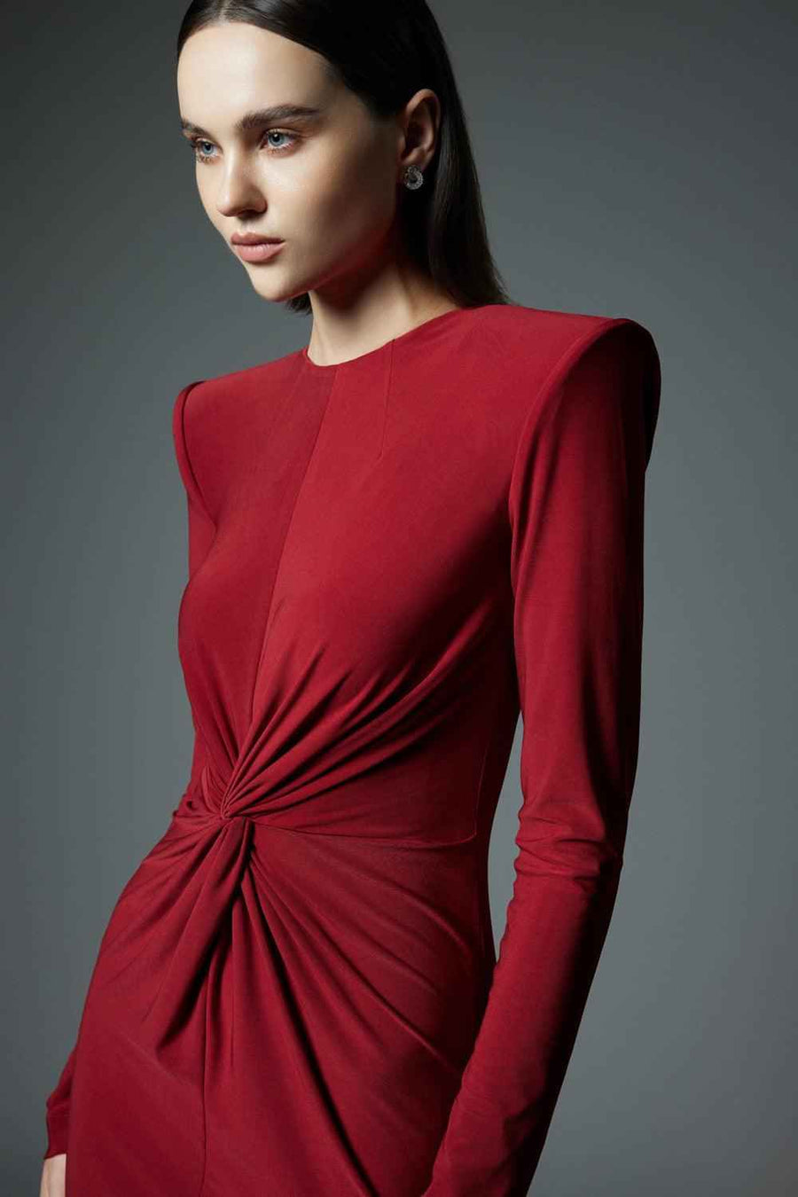 Valencia Sheath Long Sleeved Cotton Spandex Midi Dress