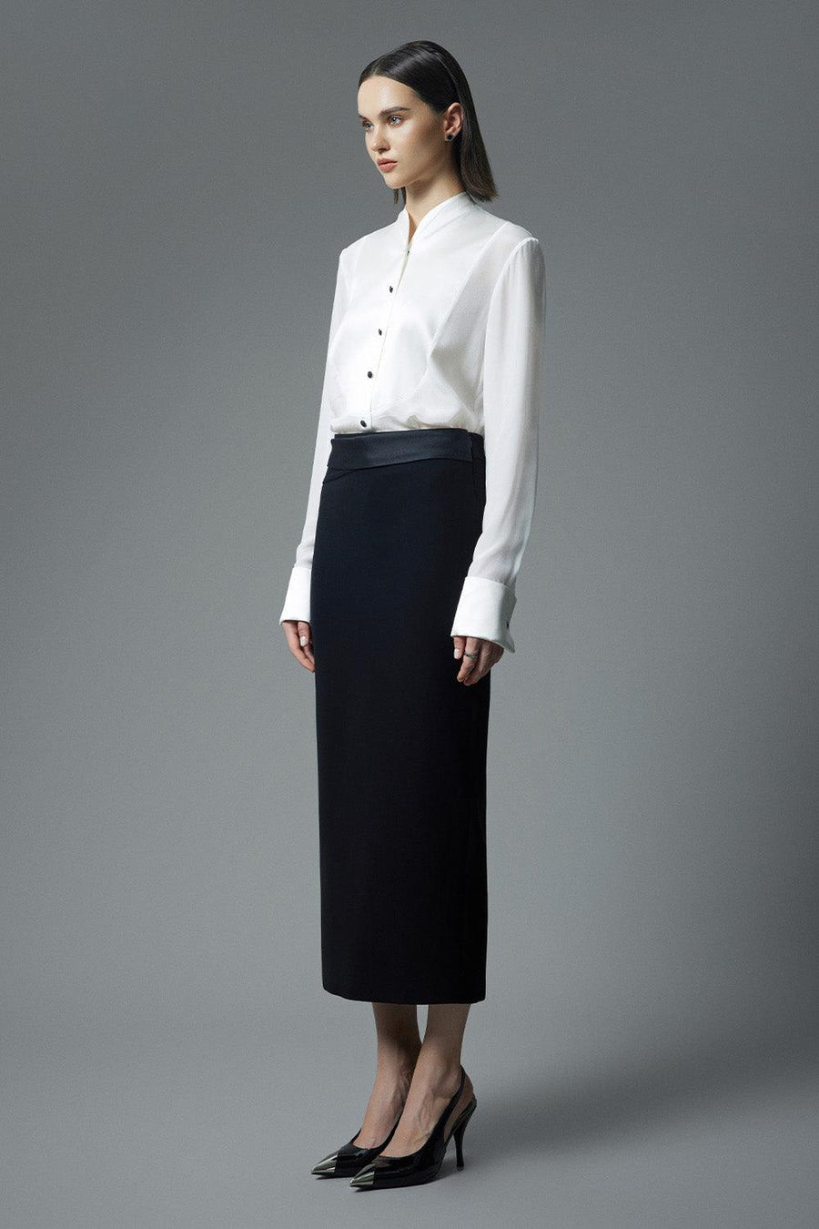 Toledo Straight Cuff Sleeved Crepe De Chine Shirt 8