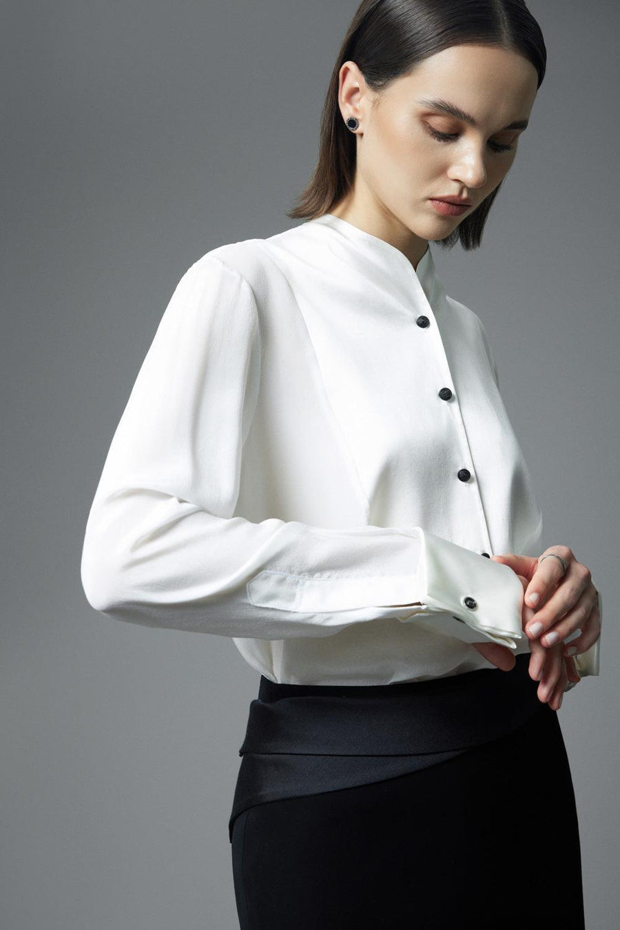 Toledo Straight Cuff Sleeved Crepe De Chine Shirt 6