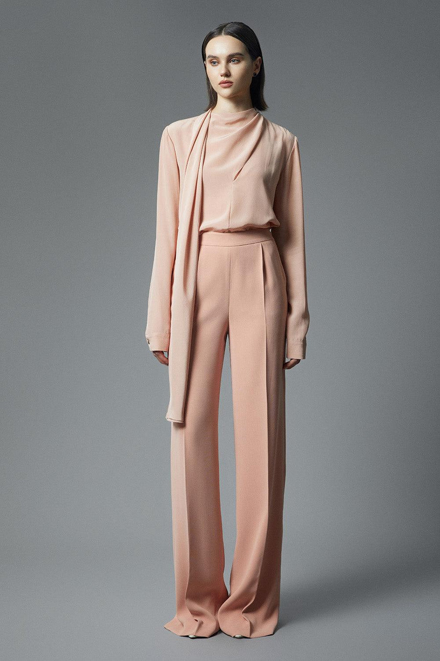 Kenya Straight Wide Leg Crepe Floor Length Pants 26