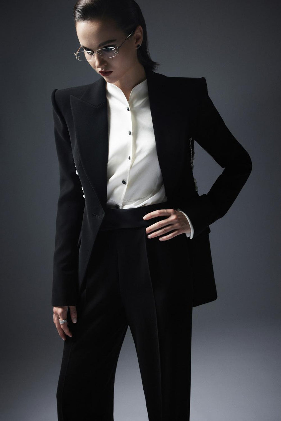 Toledo Straight Cuff Sleeved Crepe De Chine Shirt 10