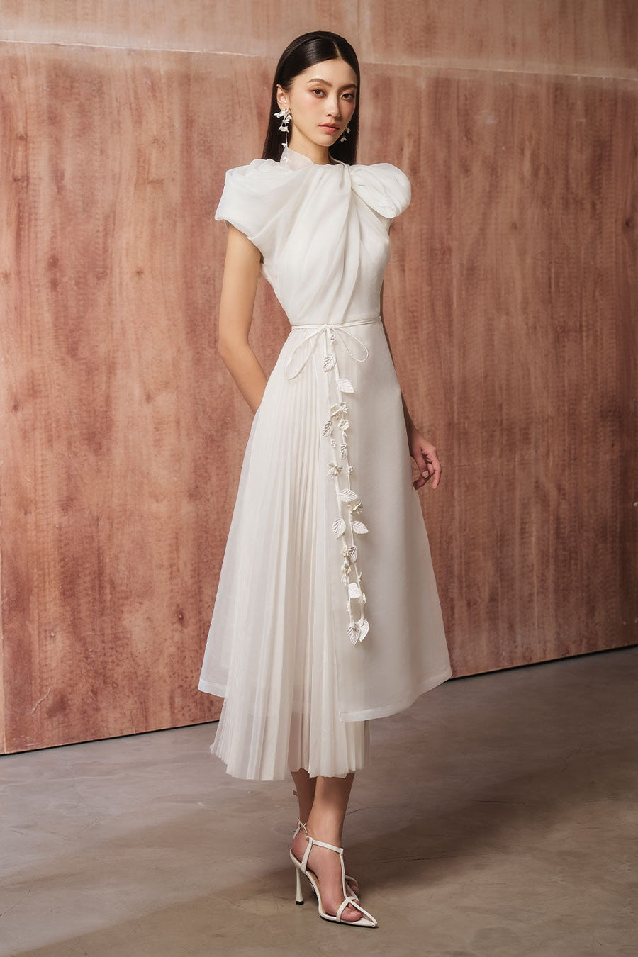 Werdie A-line Asymmetric Organza Midi Dress 4