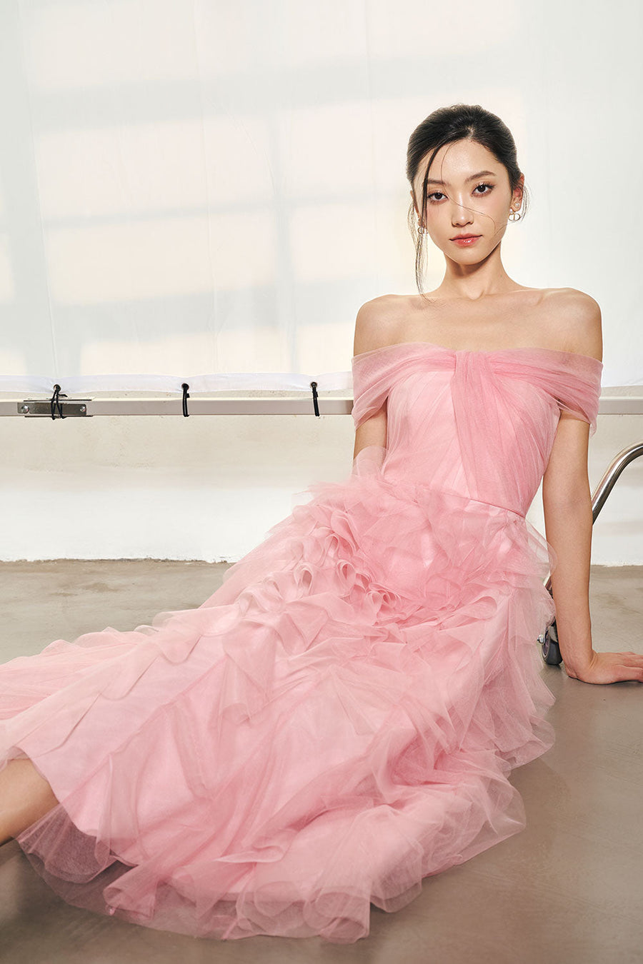 Emma A-line Off-Shoulder Organza Midi Dress Midi Dress Armous