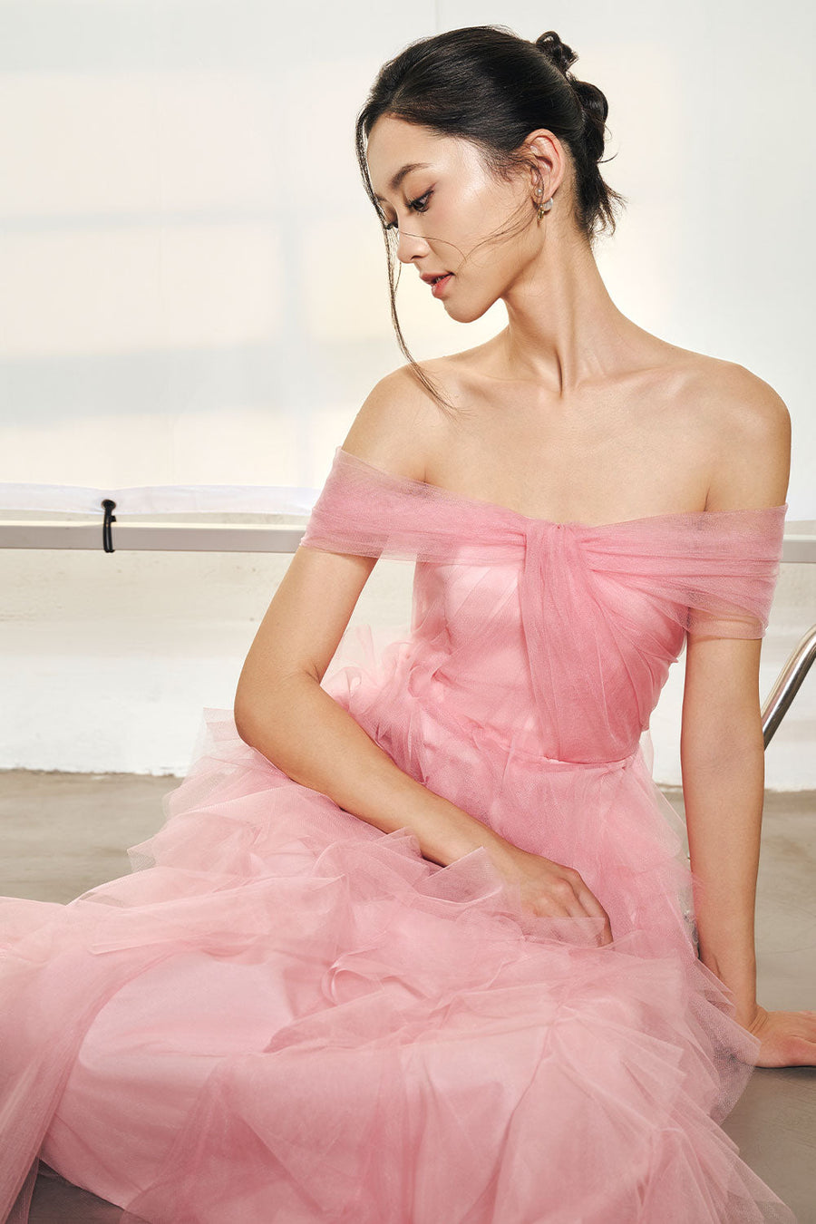 Emma A-line Off-Shoulder Organza Midi Dress Midi Dress Armous