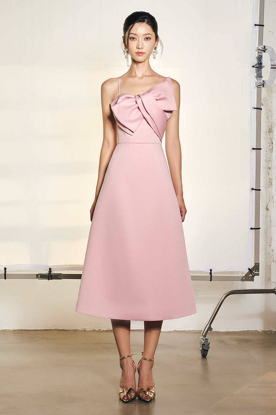 Rina A-line Asymmetric Polyester Midi Dress Midi Dress Armous