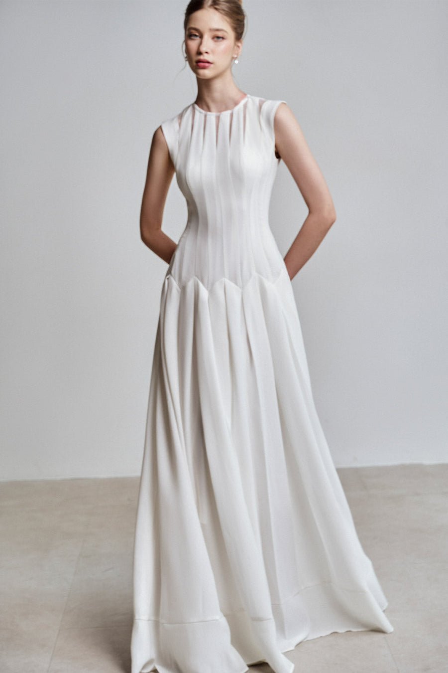Juna A-line Jewel Neck Viscose Floor Length Dress 2