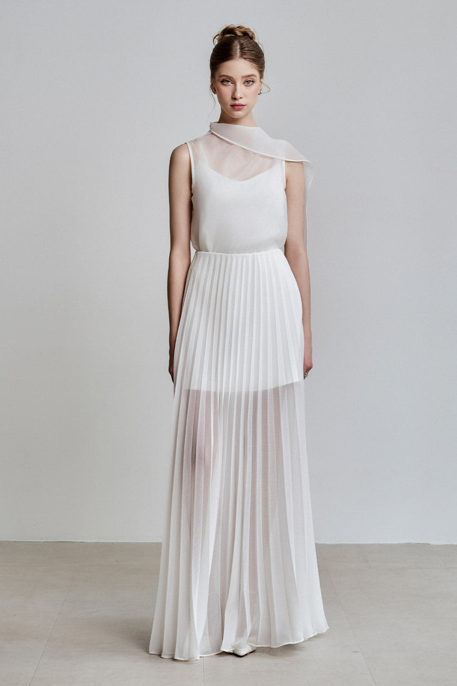 Paloma Straight Sleeveless Silk Organza Top 1