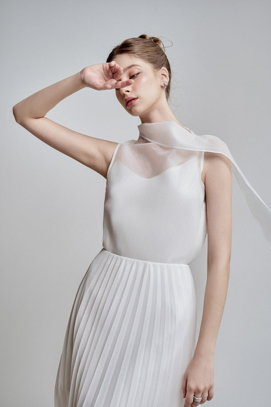 Paloma Straight Sleeveless Silk Organza Top 2