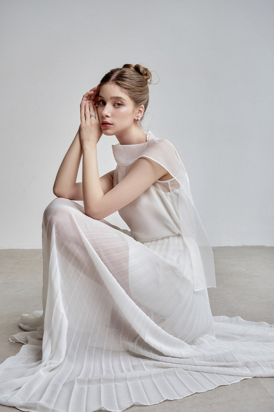 Paloma Straight Sleeveless Silk Organza Top 3