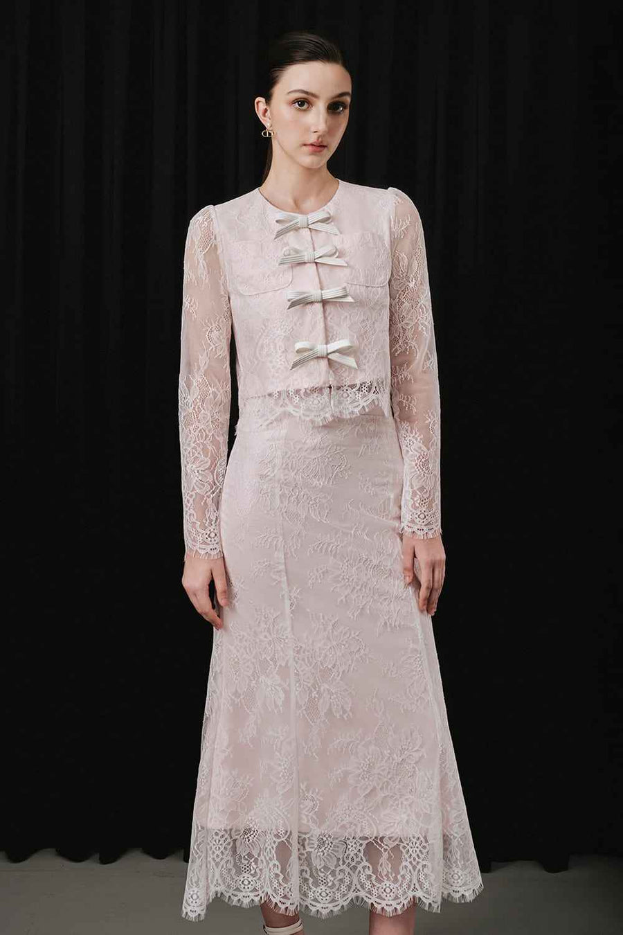 Absolu Cropped Round Neck Lace Jacket