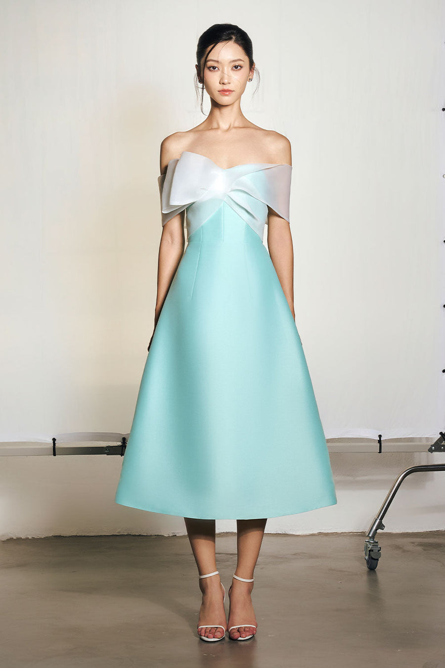 Chantel A-line Off-Shoulder Taffeta Midi Dress Midi Dress Armous